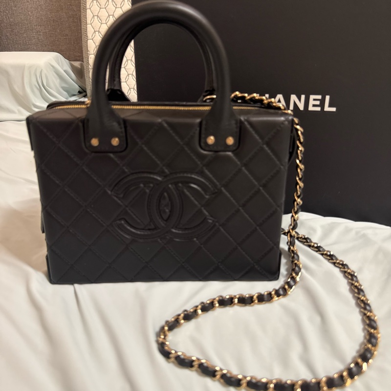 復古盒子包(黑、226芯片款、牛皮)#chanel #手提 #斜背 #兩用 #箱包原價近 33萬-10