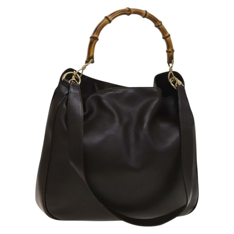 【日本直送】GUCCI 竹節手提包 皮革 2 款 棕金色 001 1998 1577 正品 th6247-0