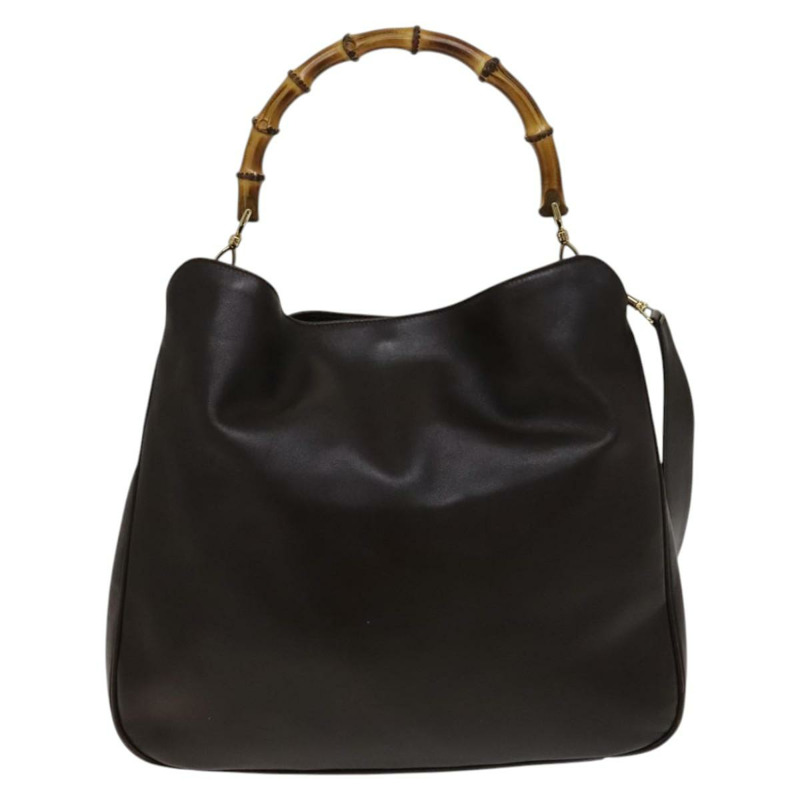 【日本直送】GUCCI 竹節手提包 皮革 2 款 棕金色 001 1998 1577 正品 th6247-1