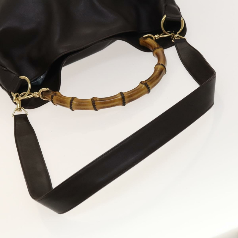 【日本直送】GUCCI 竹節手提包 皮革 2 款 棕金色 001 1998 1577 正品 th6247-6
