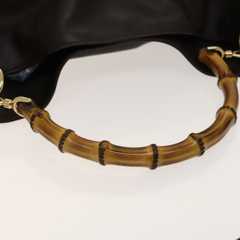 【日本直送】GUCCI 竹節手提包 皮革 2 款 棕金色 001 1998 1577 正品 th6247-7