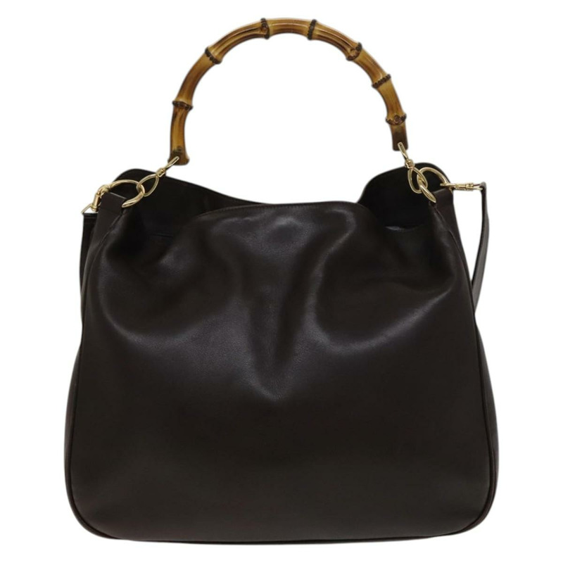 【日本直送】GUCCI 竹節手提包 皮革 2 款 棕金色 001 1998 1577 正品 th6247-12
