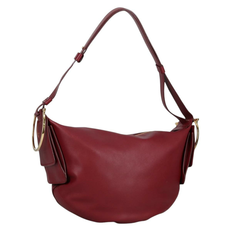 【日本直送】Salvatore Ferragamo Gancini 單肩包,酒紅色,金色皮革,正品,貨號 135156M-0