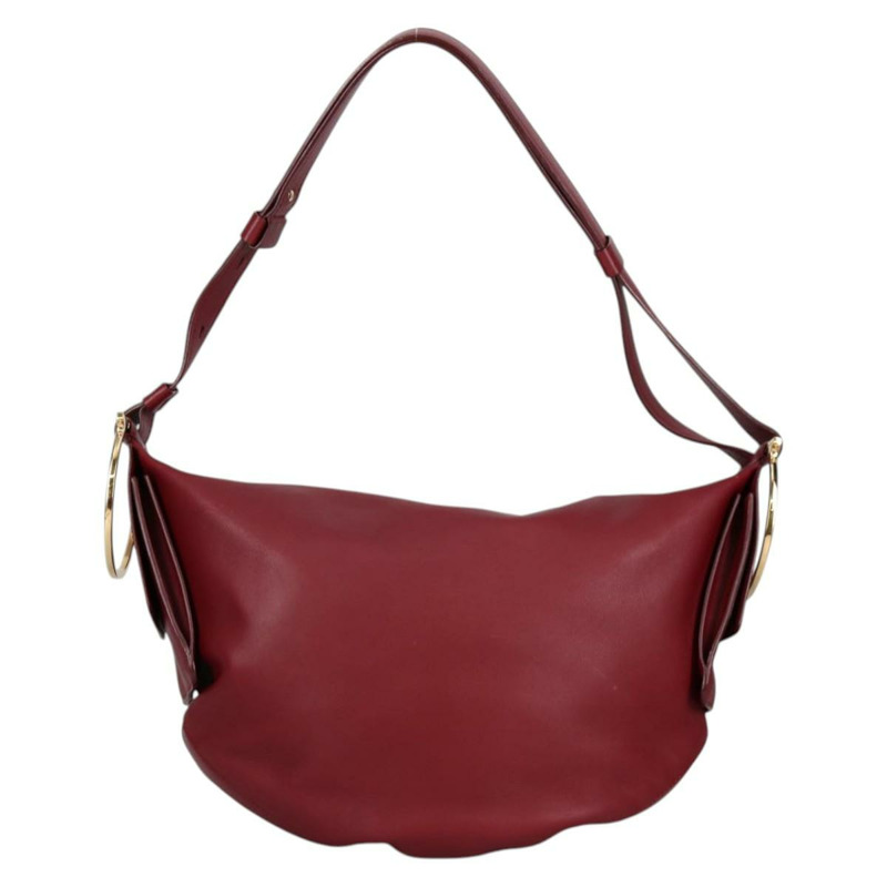 【日本直送】Salvatore Ferragamo Gancini 單肩包,酒紅色,金色皮革,正品,貨號 135156M-12