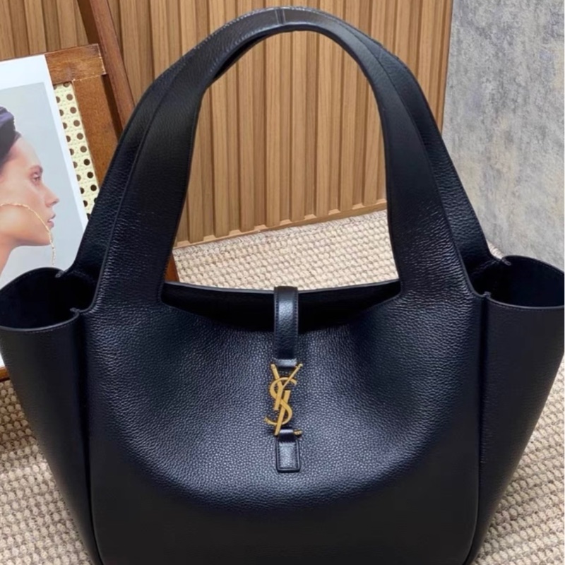 SAINT LAURENT /聖羅蘭 YSL 單肩包 BEA TOTE 鹿皮 黑色 30x25全新全套-1