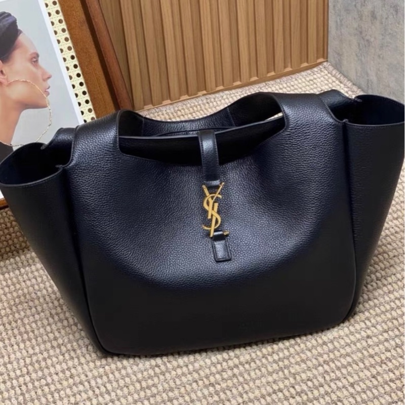 SAINT LAURENT /聖羅蘭 YSL 單肩包 BEA TOTE 鹿皮 黑色 30x25全新全套-2