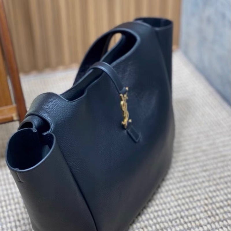 SAINT LAURENT /聖羅蘭 YSL 單肩包 BEA TOTE 鹿皮 黑色 30x25全新全套-4