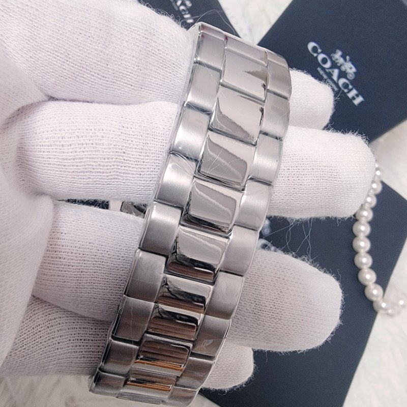 COACH手錶 大錶徑 44mm墨綠色錶殼,銀色錶帶款-7
