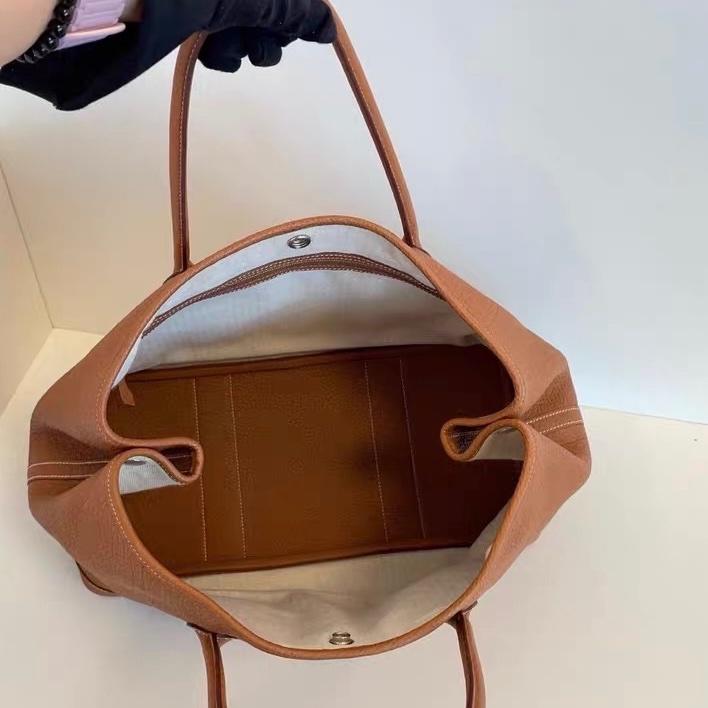 Hermes愛馬仕 金棕銀扣 garden party GP36全皮花園包 X刻-5