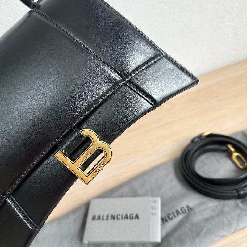 Balenciaga沙漏包S號 黑金光面牛皮 手提包肩背包斜背包-1