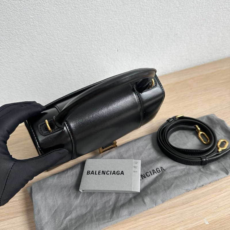 Balenciaga沙漏包S號 黑金光面牛皮 手提包肩背包斜背包-2