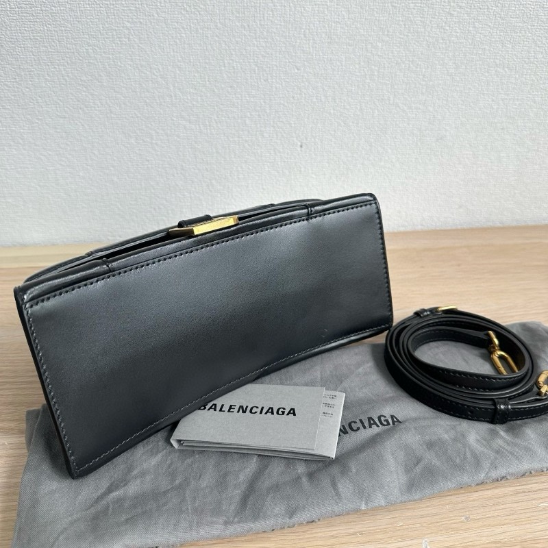 Balenciaga沙漏包S號 黑金光面牛皮 手提包肩背包斜背包-6