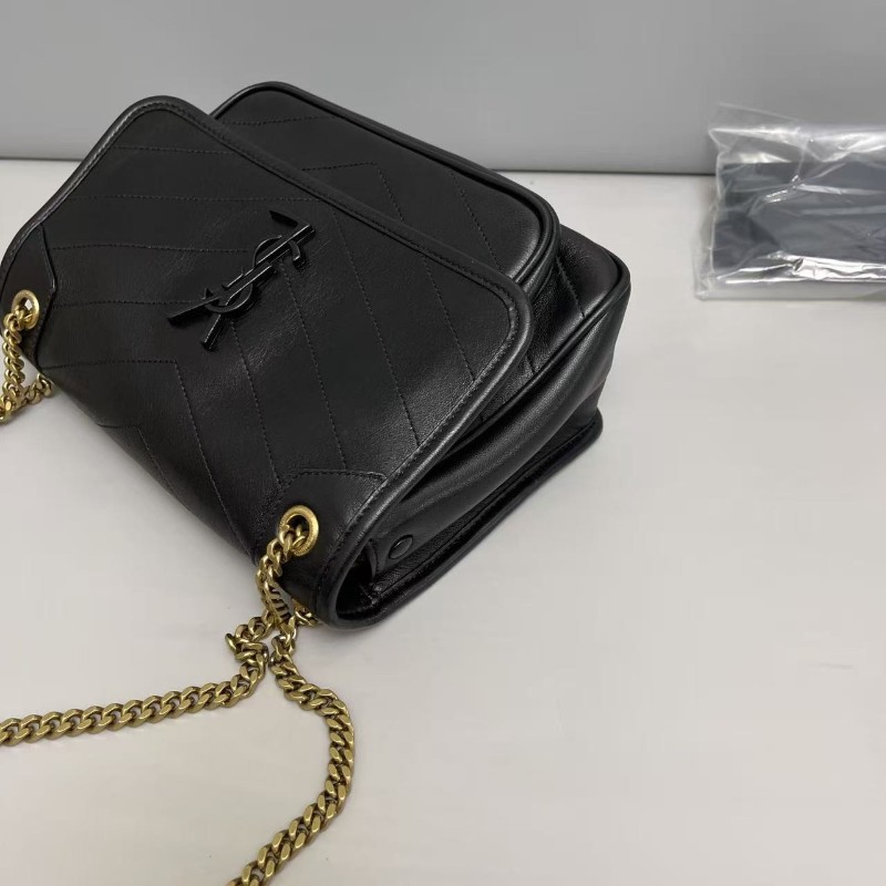 YSL聖羅蘭 Niki小號 黑金全皮V紋 肩背包 斜背包 D扣-2