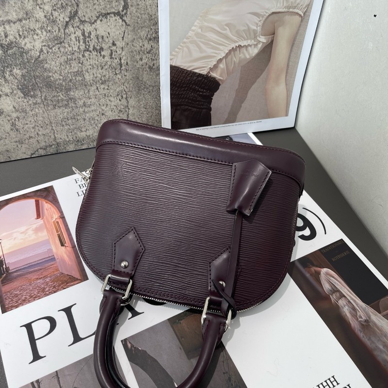 LV AlmaBB Epi水波纹貝殼包 葡萄紫 手提包肩背包 底長24cm-2