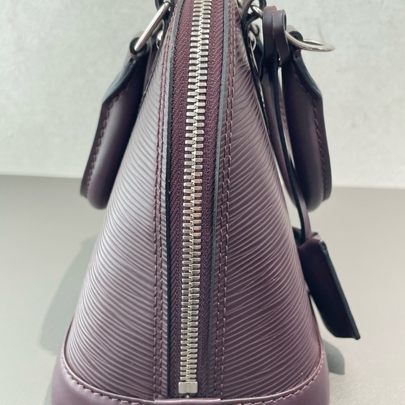 LV AlmaBB Epi水波纹貝殼包 葡萄紫 手提包肩背包 底長24cm-4