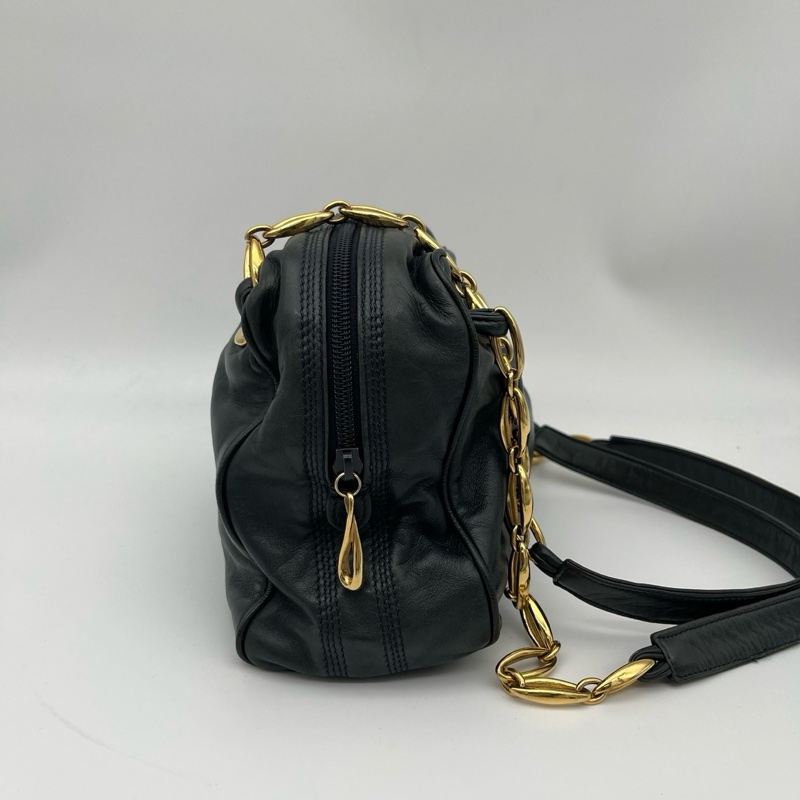 「JL精品代購」Loewe 灰綠色柔軟小羊皮金屬鏈條小方包-2