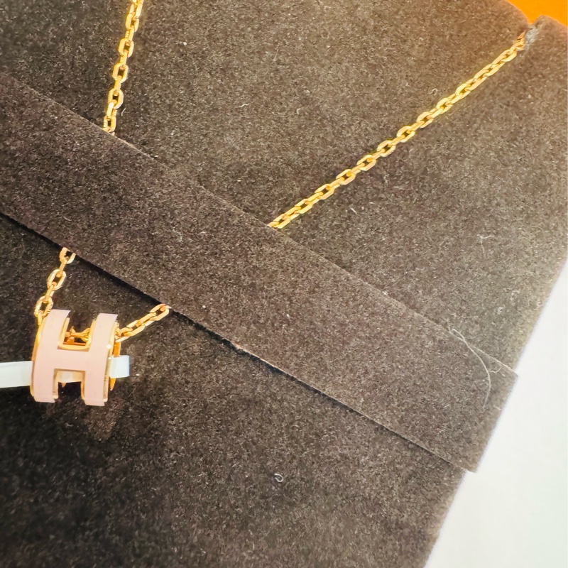 全新正品 愛馬仕HERMES mini pop H淡粉項鍊-0
