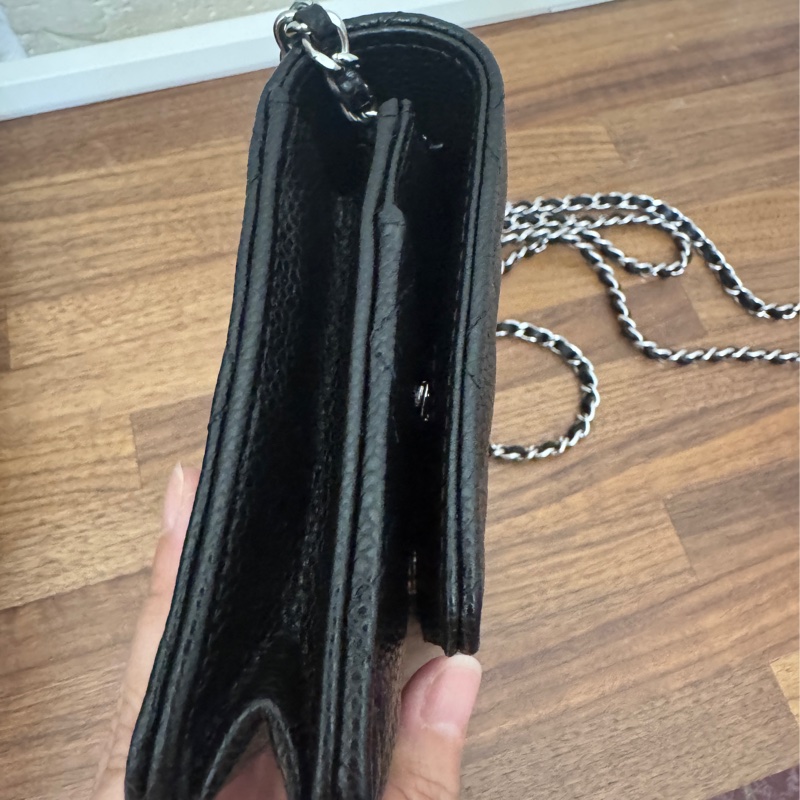 Chanel 黑銀荔枝皮Woc 去年漢神購入晶片金屬標-14