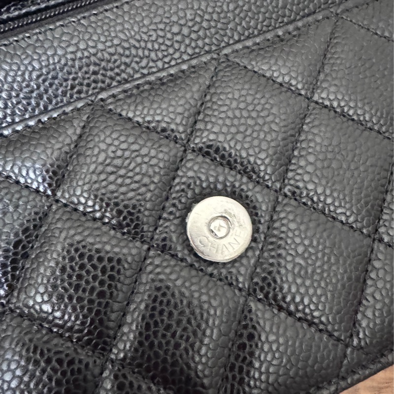 Chanel 黑銀荔枝皮Woc 去年漢神購入晶片金屬標-21