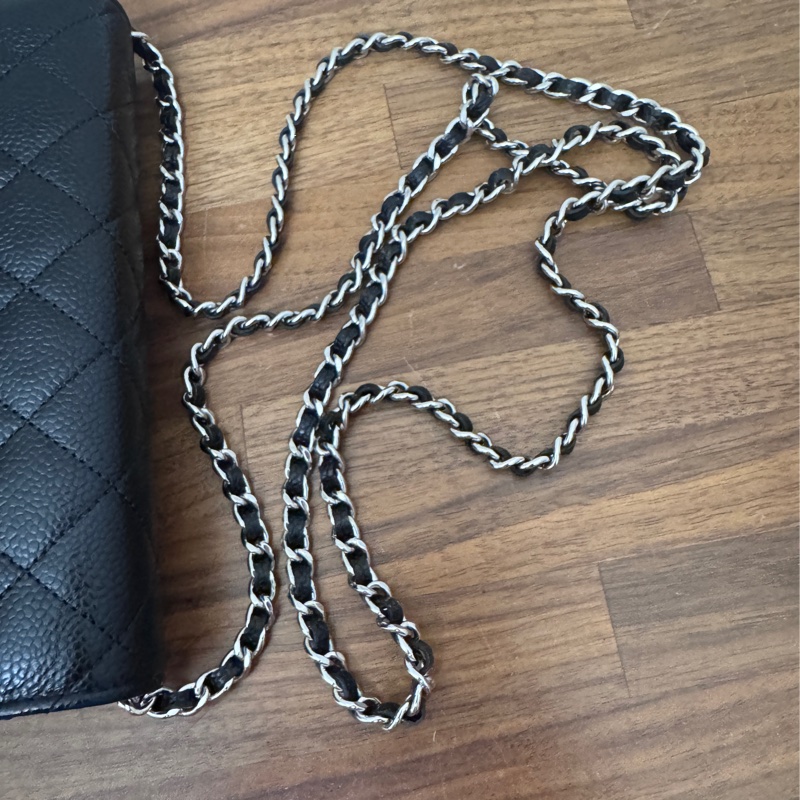 Chanel 黑銀荔枝皮Woc 去年漢神購入晶片金屬標-27