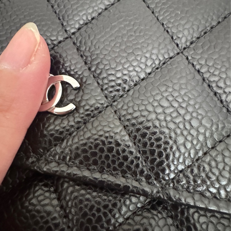 Chanel 黑銀荔枝皮Woc 去年漢神購入晶片金屬標-29