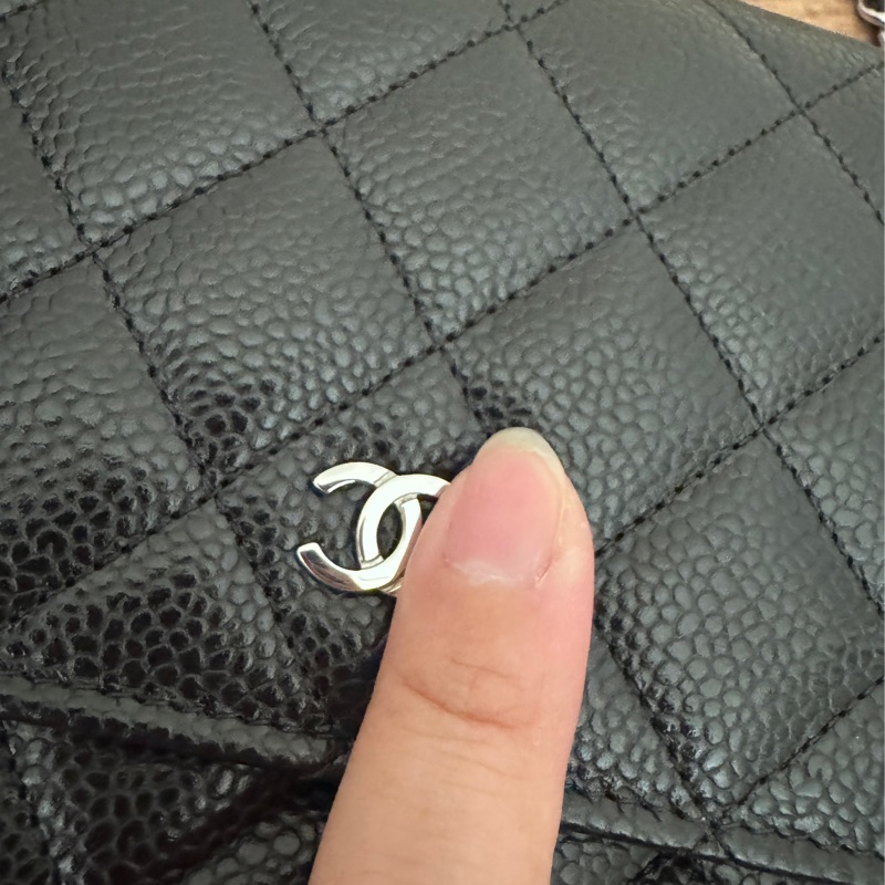 Chanel 黑銀荔枝皮Woc 去年漢神購入晶片金屬標-30