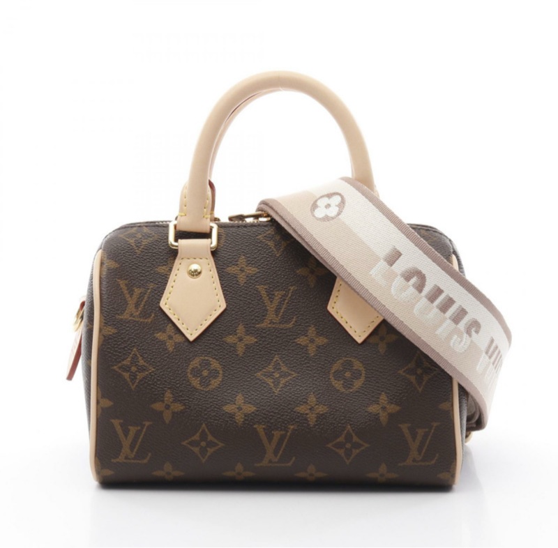 Louis Vuitton speedy20 M46222老花配奶茶色寬揹帶 芯片款-0