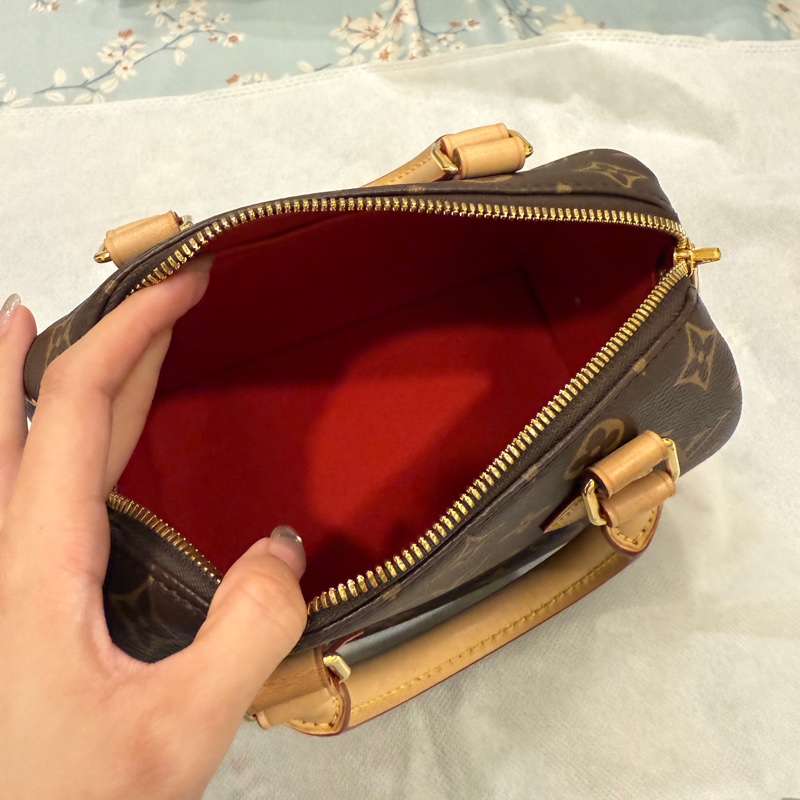 Louis Vuitton speedy20 M46222老花配奶茶色寬揹帶 芯片款-6