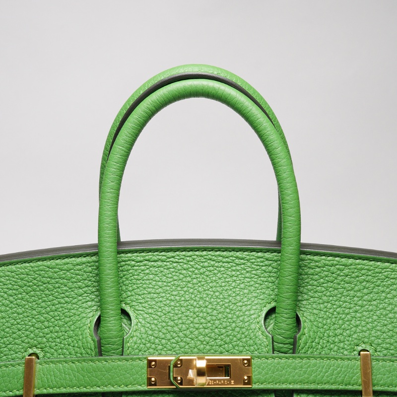 HERMES 愛馬仕 HERMÈS BAMBOU BIRKIN 25CM TOGO B刻 牛皮柏金包(1K 竹子綠/金釦)-2