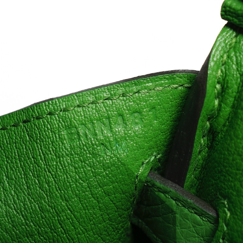 HERMES 愛馬仕 HERMÈS BAMBOU BIRKIN 25CM TOGO B刻 牛皮柏金包(1K 竹子綠/金釦)-4