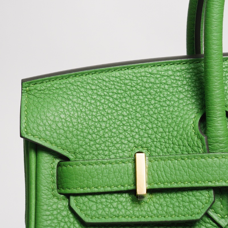 HERMES 愛馬仕 HERMÈS BAMBOU BIRKIN 25CM TOGO B刻 牛皮柏金包(1K 竹子綠/金釦)-7