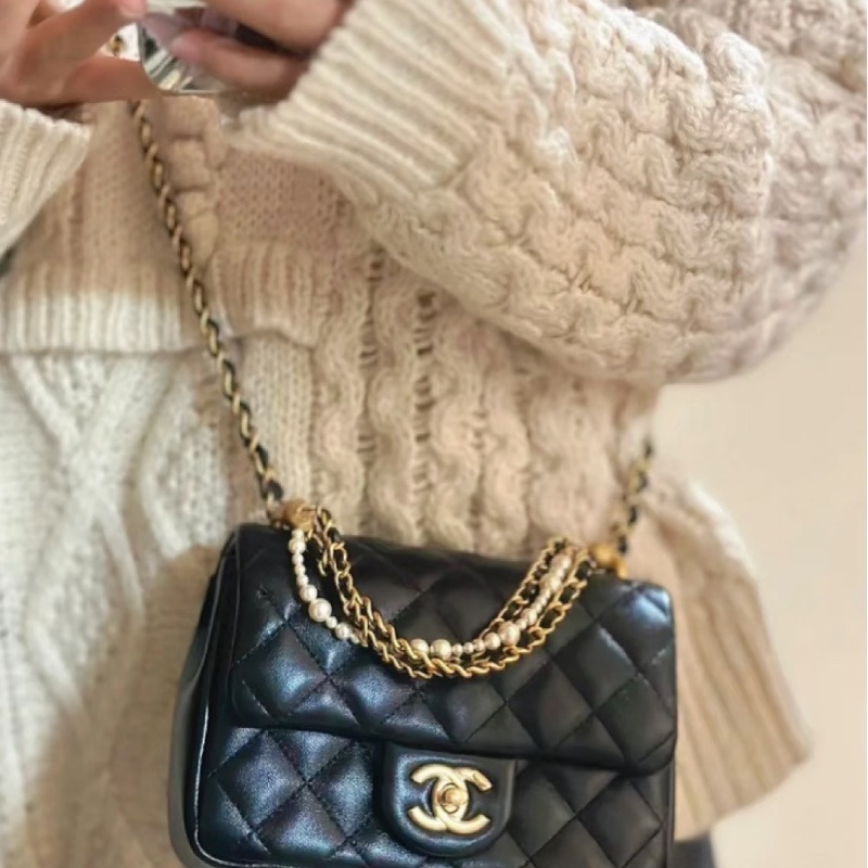 Chanel 25a珍珠方胖 7月才離櫃全新全配-0