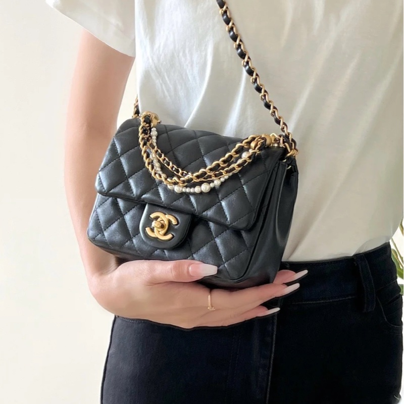Chanel 25a珍珠方胖 7月才離櫃全新全配-1
