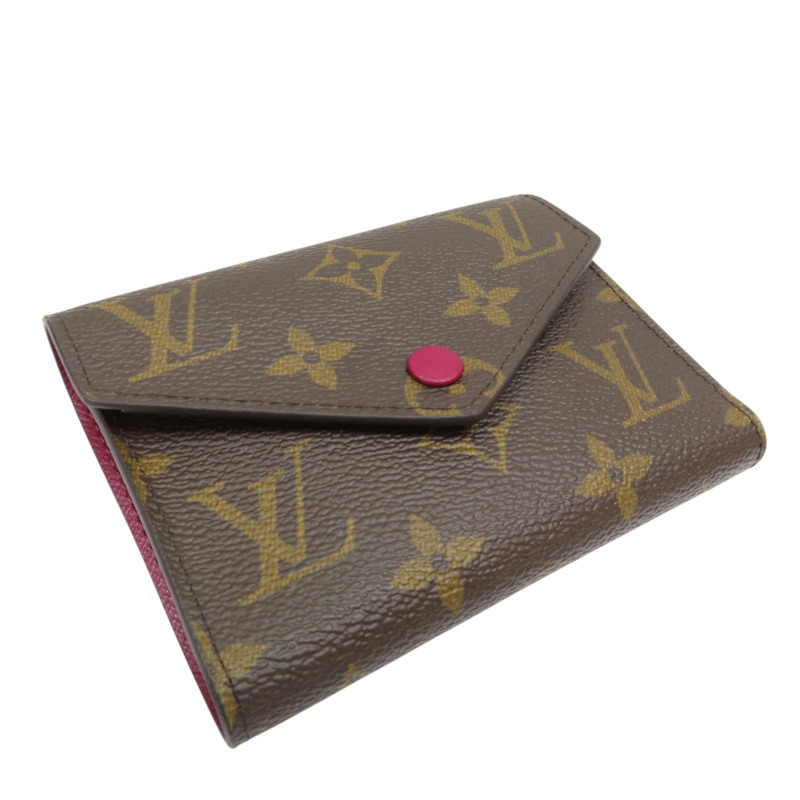 棕色 原花帆布 Victorine 三折短夾【LOUIS VUITTON LV 路易威登】 M41938-2