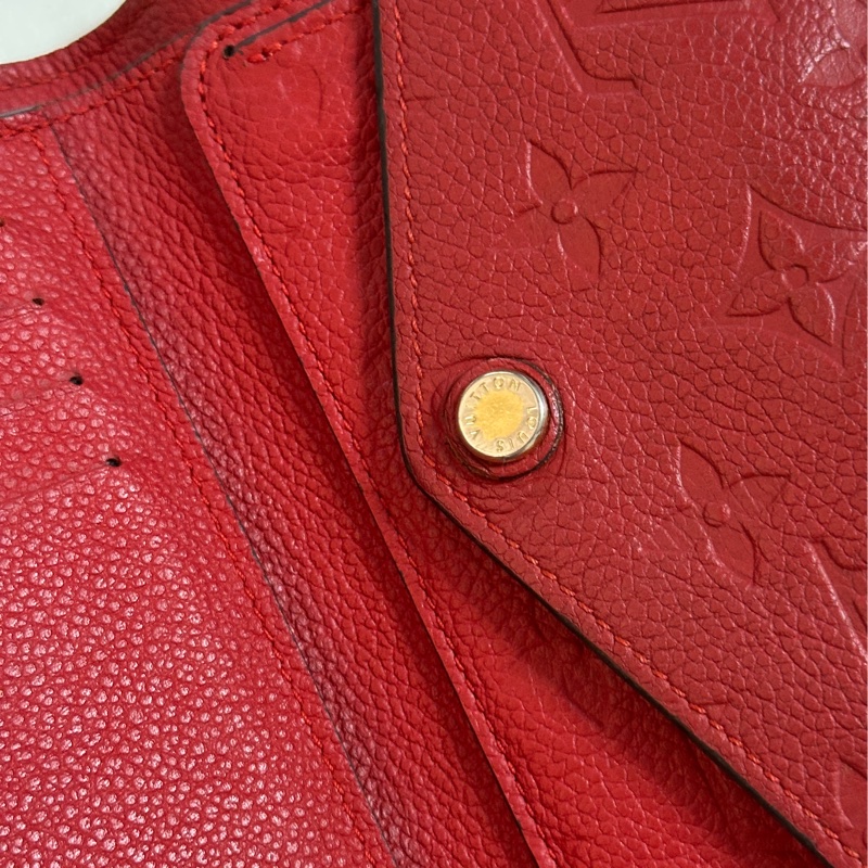 LOUIS VUITTON Monogram Empreinte Curieuse Compact 金扣錢包 紅色-4