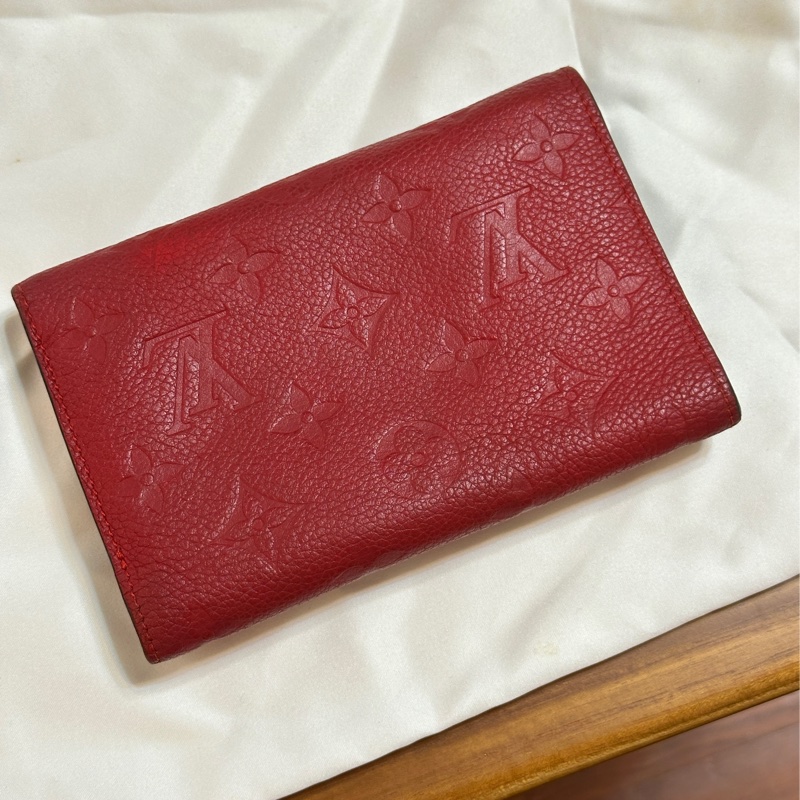 LOUIS VUITTON Monogram Empreinte Curieuse Compact 金扣錢包 紅色-7