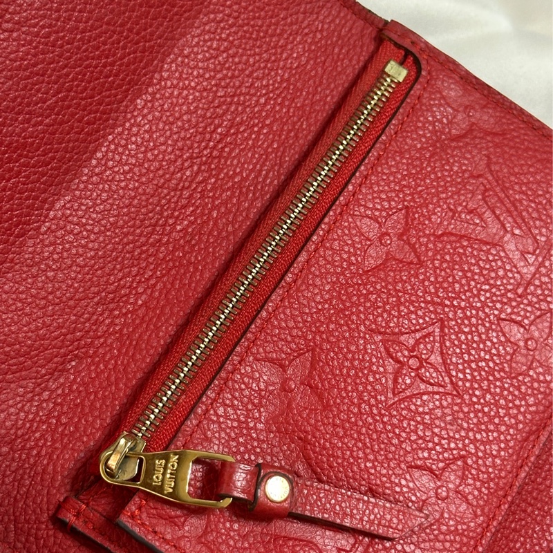 LOUIS VUITTON Monogram Empreinte Curieuse Compact 金扣錢包 紅色-8