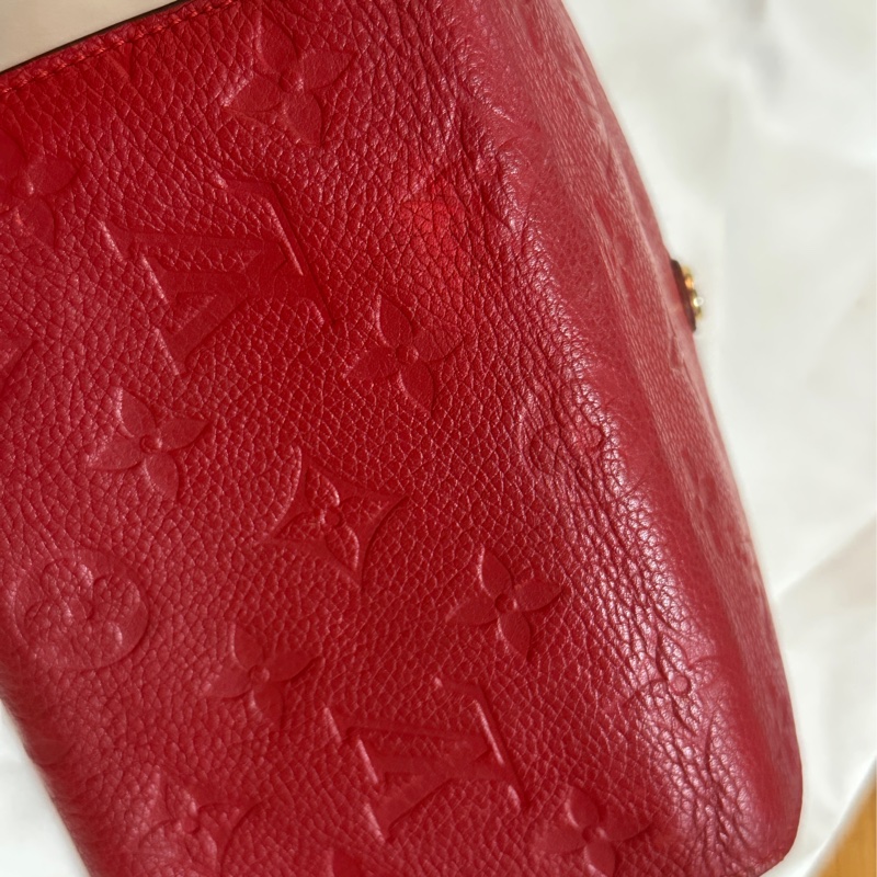 LOUIS VUITTON Monogram Empreinte Curieuse Compact 金扣錢包 紅色-10