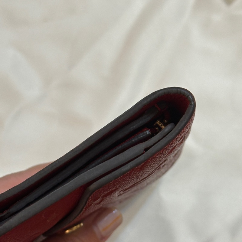 LOUIS VUITTON Monogram Empreinte Curieuse Compact 金扣錢包 紅色-15