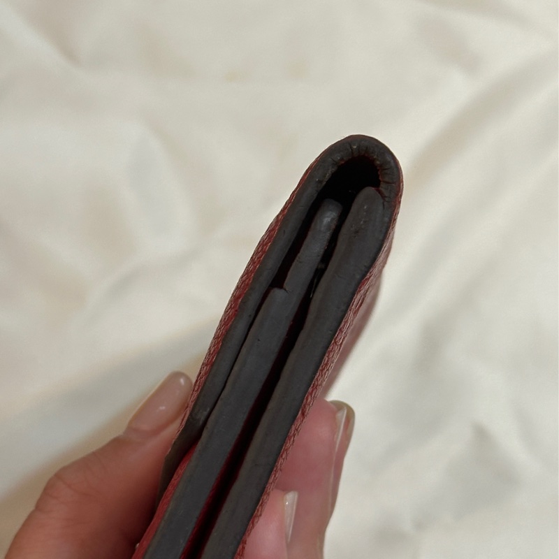 LOUIS VUITTON Monogram Empreinte Curieuse Compact 金扣錢包 紅色-16
