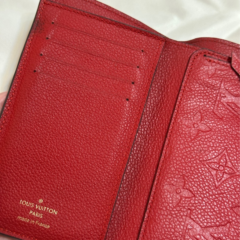 LOUIS VUITTON Monogram Empreinte Curieuse Compact 金扣錢包 紅色-18