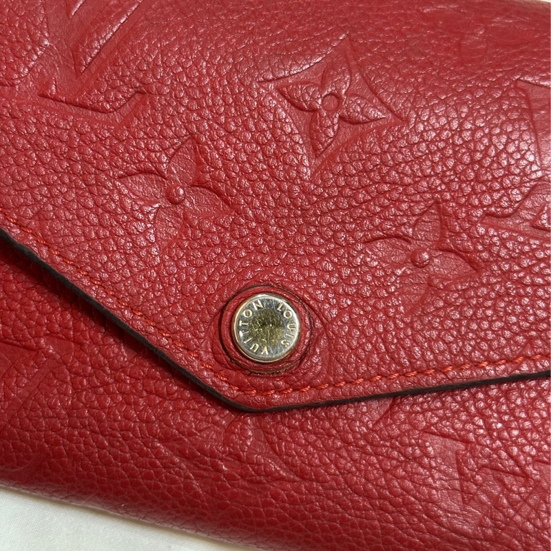 LOUIS VUITTON Monogram Empreinte Curieuse Compact 金扣錢包 紅色-24