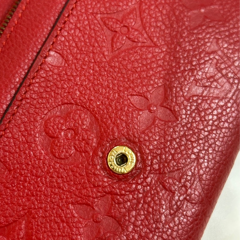 LOUIS VUITTON Monogram Empreinte Curieuse Compact 金扣錢包 紅色-26