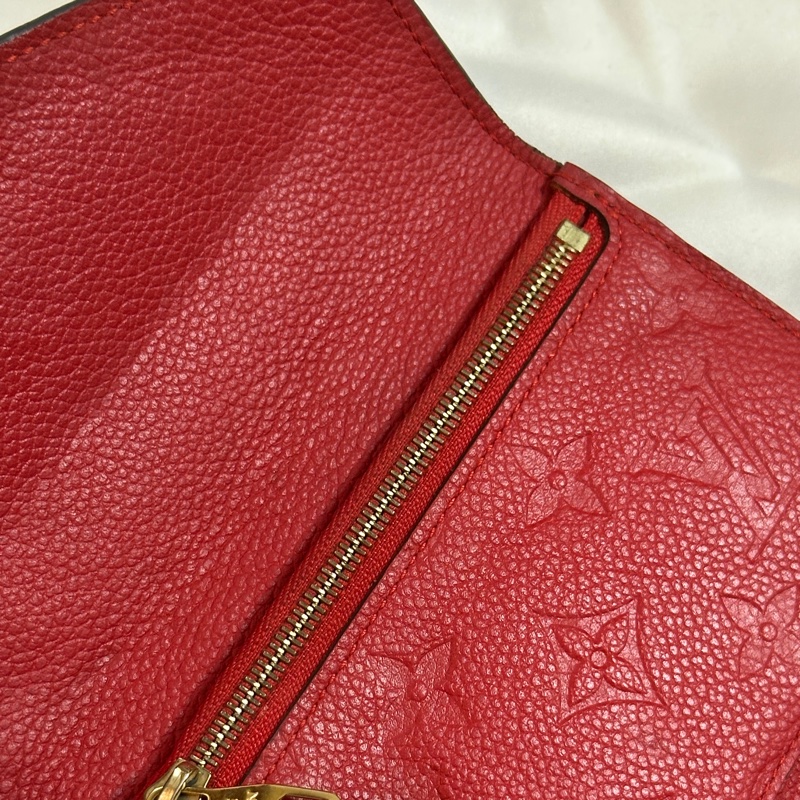 LOUIS VUITTON Monogram Empreinte Curieuse Compact 金扣錢包 紅色-29