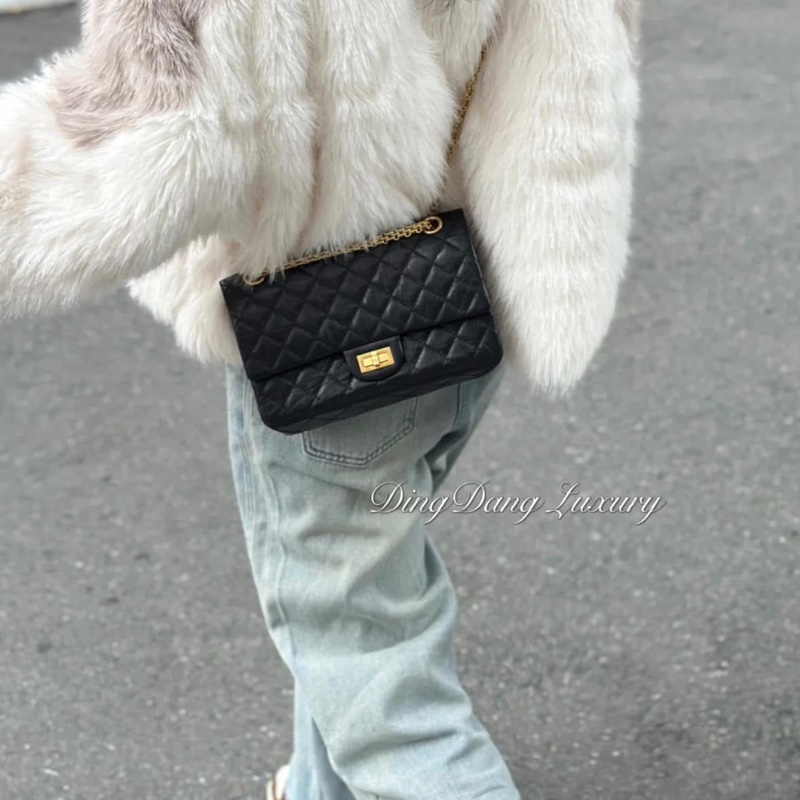 Chanel 2.55小號 黑金全配 近全新-1