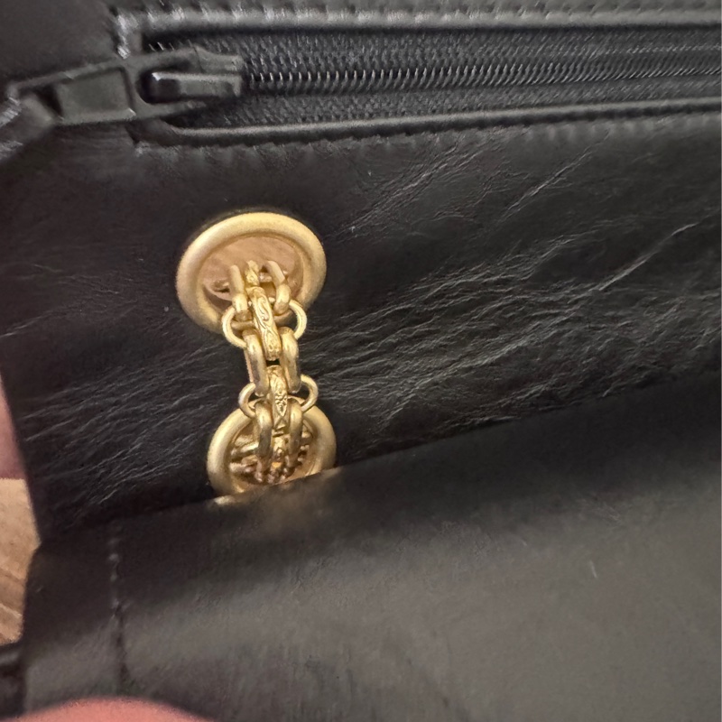 Chanel 2.55小號 黑金全配 近全新-18