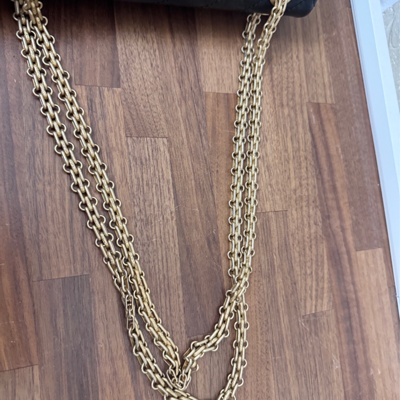 Chanel 2.55小號 黑金全配 近全新-25