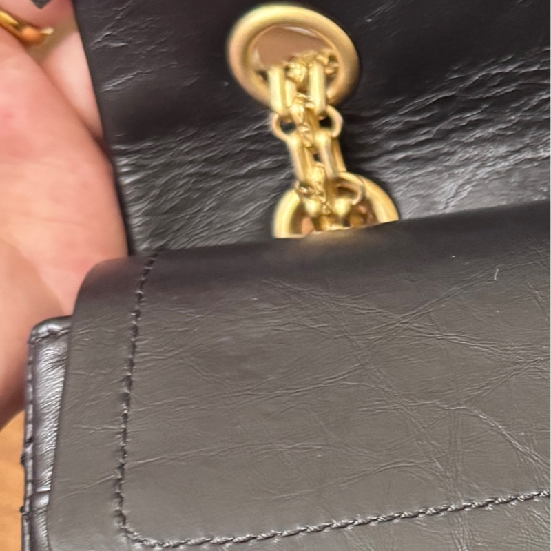 Chanel 2.55小號 黑金全配 近全新-36