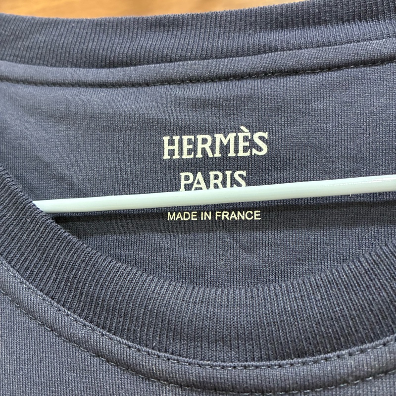 愛馬仕hermes 二手 深藍色 基本口袋刺繡 洋裝 上衣 尺寸42-3