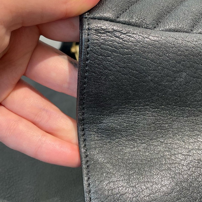YSL college 郵差包 大號 31*21cm 金標Logo絎縫鏈條 肩背包斜背包-10